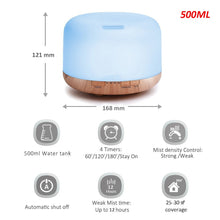 Load image into Gallery viewer, 300ML to 500ML Cool Mist Air Humidifier and Essential Oil Ultrasonic Diffuser with LED Lamp and Remote
