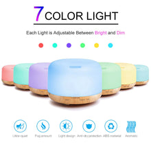 Load image into Gallery viewer, 300ML to 500ML Cool Mist Air Humidifier and Essential Oil Ultrasonic Diffuser with LED Lamp and Remote
